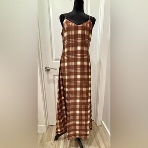 NWT Rachel Zoe brown & ivory plaid satin dress and cropped sweater set - S or M